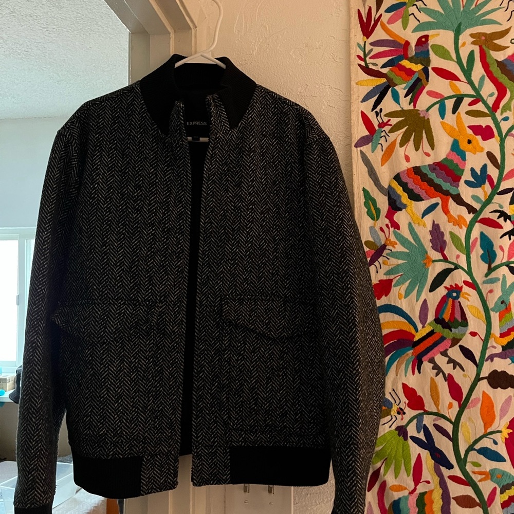 Express herringbone bomber jacket